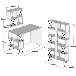 Hanah Home Extra 2 - Oak Mesa de estudio y estantería